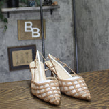 Jones New York Pointed Toe Slingback Kitten Heel Pumps JNY-LINELA Nude Brown 10M