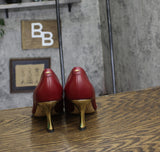 Michael Michael Kors Womens Luna Mid Pumps Heels 40F4LUMP3L Deep Red 8M