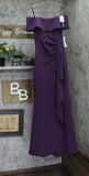Xscape Womens Long Scuba Off-The-Shoulder Ruffled Dress Gown 3008X Plum Purple 8