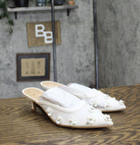 A New Day Womens Delilah Mesh Floral Mule Heels 92611119 White 7.5M
