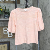 LC Lauren Conrad Womens Knit Puff Sleeve Shirt Blouse Top 16610cd66cd878 Pink M