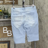 DG2 by Diane Gilman Womens Virtual Stretch Pull-On Bermuda Short Chambray Blue L