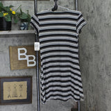 Unedited by Teeze Me Juniors Knit Striped A-Line Dress S244149W Black Stripe S