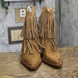 Universal Thread Womens Austin Fringe Western Ankle Boots 94463099 Tan Brown 8M