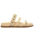 Arezzo Womens Mila Slip-On Flatform Sandals Natural Brown 7.5M