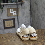 Lauren Ralph Lauren Ankle Strap Flats Sandals Soft White / Natural Brown 7.5B