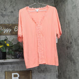 Charter Club Lace-Trimmed V-Neck Knit Top 100142938MS Sandy Pink 2XL
