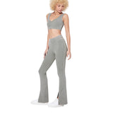 Wild Fable Womens High-Waisted Ribbed Flare Leggings 90903016 Light Gray XS