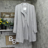 Kasper Womens Draped Open Front Jacket 10909049 Pebble GRay XL