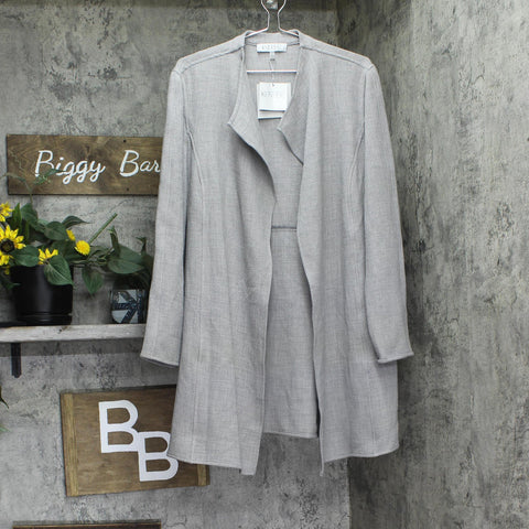 Kasper Womens Draped Open Front Jacket 10909049 Pebble GRay XL