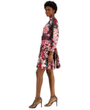 Tahari ASL Long-Sleeve Belted Fit & Flare Dress Mulberry Purple Multi 4