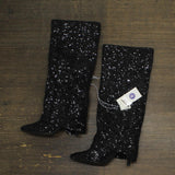 A New Day Womens Abba Sequin Foldover Tall Boots 91636693 Black 6M