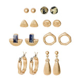 Universal Thread Jasper Aventurine Stud Earring Set Gold / Blue
