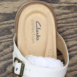 Clarks Women's Collection Brynn Hope Flat Sandals 26165168 White Leather 8.5M