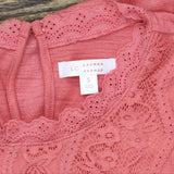 Lc Lauren Conrad Women's Flutter Sleeve Lace Tank Scented Rose Pink S