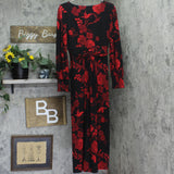 Tommy Hilfiger Surplice-Neck Long Sleeve Smocked Midi Dress Black / Scarlet 8