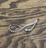 Cut Crystal Tennis Bracelet with Safety Clasp Silver Gray / Clear 7"