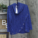 Ny Collection Plus Size Long Sleeve Crossover Top with Grommets Royal Blue 1X