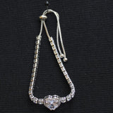 Slider Bracelet with Heart Centerpiece Silver Gray / Clear