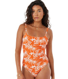 Roxy Womens One Piece Open Low Back Swimsuit 434002110 Red White Multi XL