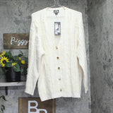 Future Collective Relaxed Cardigan Sweater Button Fringe Cream Off White L