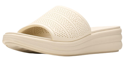 Clarks Drift Twist Wedge Slide Sandals 26181604 Cream Off White 8W