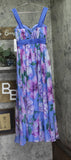 Aqua Womens Woven Floral Boarder Maxi Dress IDO14640 Blue / Purple Multi XS