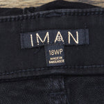 IMAN Womens Illusion Denim Pull On Bootcut Jeans Black 18WP