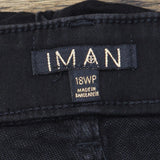 IMAN Womens Illusion Denim Pull On Bootcut Jeans Black 18WP
