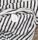Freshman Juniors Knit Striped Lace-Up T Shirt Top Black / White XL