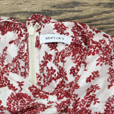 Namyang Ruched Front Long Sleeve Babydoll Dress Red Floral See Measurements