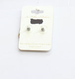 Ella Euro Womens Fashion Metal Square Statement Post Earrings Silver Gray .75"
