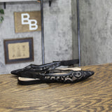 A New Day London Lace Slingback Bow Flats 94303523 Black 7M
