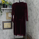 Anne Klein Velvet Wrap Sheath Dress 10813028 Merlot Purple Red L