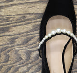 On 34th Womens Sarrya Pearl Mary-Jane Flats 10019682600 Black Velvet 5.5M