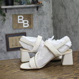 Lifestride Celia Slingback Strappy Dress Sandals Block Heel Bone Off White 8.5M