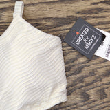 Bar III Womens V-Wire Plunge-Neck Bralette Bikini Swim Top White Gold M
