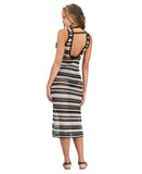 Miken Juniors Striped Low-Back Dress Swim Cover Up I9083K795 Black / White XL