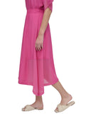 DKNY Handkerchief Hem Mixed Media Maxi Skirt P4DN8X10 Vivid Pink XS