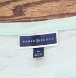 Karen Scott Womens Knit Short Sleeve Henley Shirt Top Aqua Blue Green XL