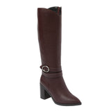 A New Day Womens Rhonda Under Knee Heeled Boots Block Heel Burgundy Red 10M