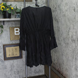 Raviya Lace-Inset Eyelet Flounce Cover-Up 76301X Black 2X