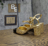 On 34th Womens Dotti Captoe Pumps Glitter Patent 10018689900 Gold / Black 8.5M