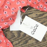 Cece Womens Elbow Sleeve Split-Neck Blouse 7033067 Calipso Coral Pink M