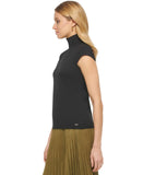 DKNY Womens Cap Sleeve Mock Neck Top P2GHOOQA Black L