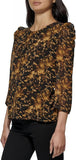Calvin Klein Womens Printed Chiffon Sleeve Blouse with Overlay M2GH6875