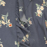 LC Lauren Conrad Ruffle Front V-Neck Long Sleeve Blouse Shirt Top Blue Floral M