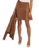 Tommy Hilfiger Women's Faux-Suede Fit & Flare Skirt H27S3313 Cognac Brown 6