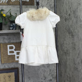 Hello Kitty Girls Lined A-Line Sheath Dress with Faux Fur Collar Off White 4T