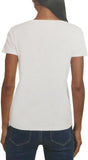 DKNY Women's Short Sleeve Crew Neck Organic Cotton Tee 1679439 White 2XL